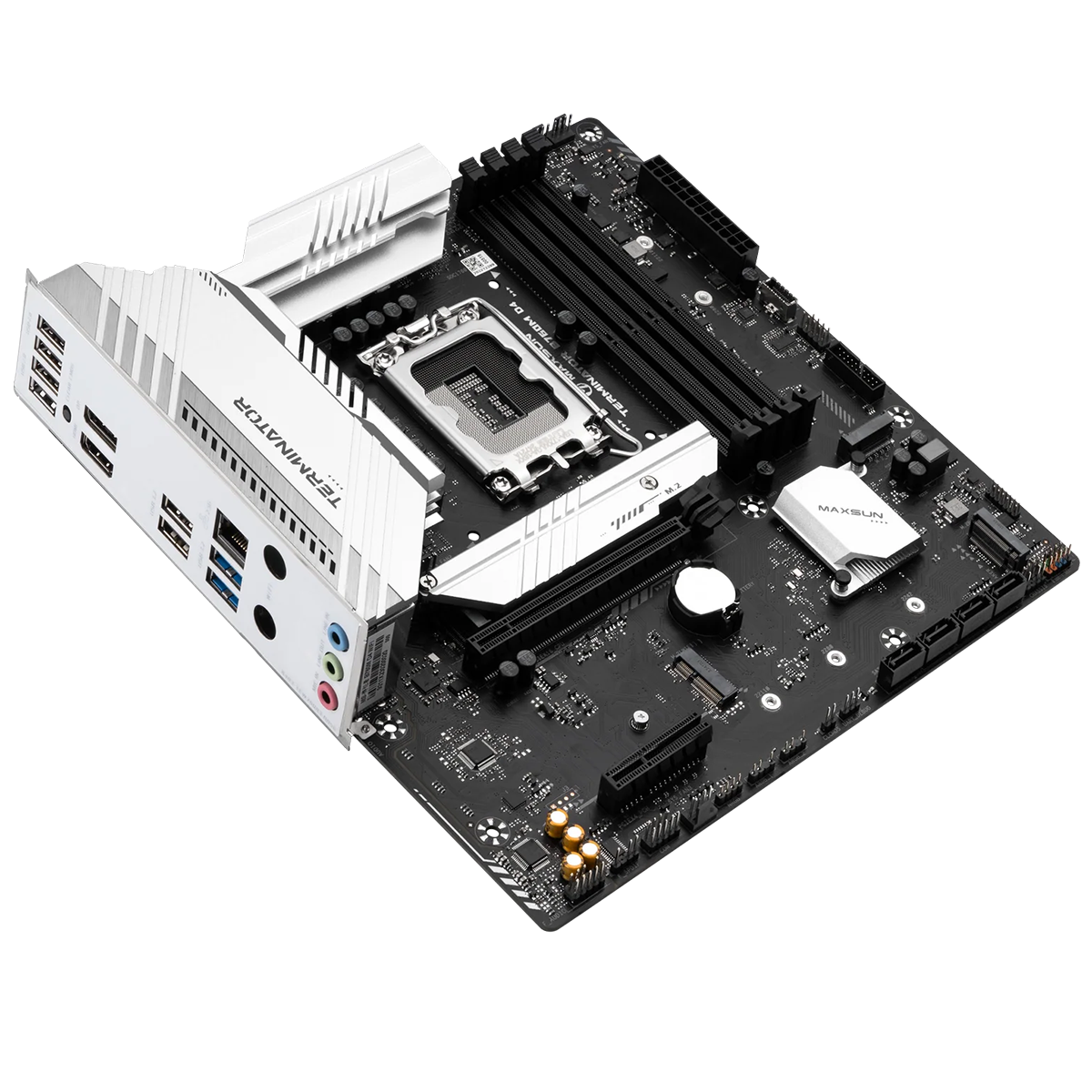 Материнская плата Maxsun MS-Terminator B760M D4 B760, LGA1700, 4*DDR4, 1*PCIEx16, 1*PCIEx4, 3*M.2, 1*TypeC, 4*USB3.2Gen1, 8*USB2.0, 4*SATA3.0, 2.5G, DP, HDMI, M-ATX, RTL