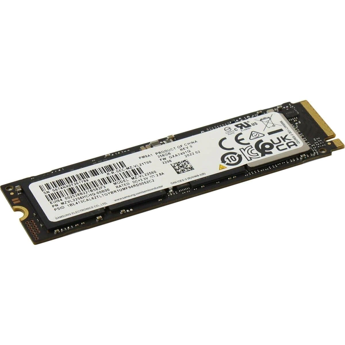 SSD диск Samsung M.2 PM9A1 256Gb MZVL2256HCHQ-00B00 PCIe 4.0 x4 3D NAND TLC