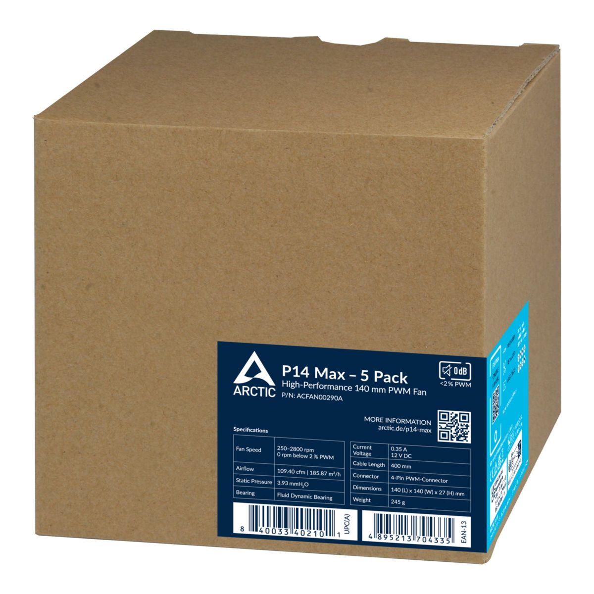 Вентилятор корпусной ARCTIC P14 Max (Black) - 5 Pack (ACFAN00290A)