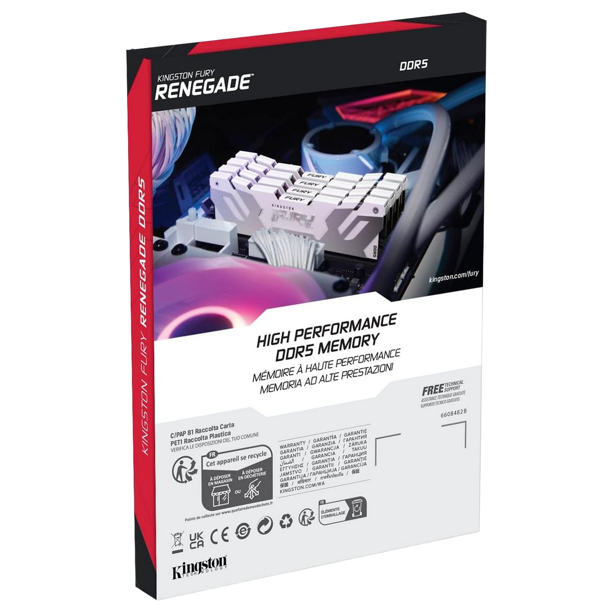 Модуль памяти Kingston 24GB DDR5 8400 CUDIMM FURY Renegade Silver/White Gaming Memory Non-ECC, CL40, 1.45V, Heat Shield, XMP, RTL