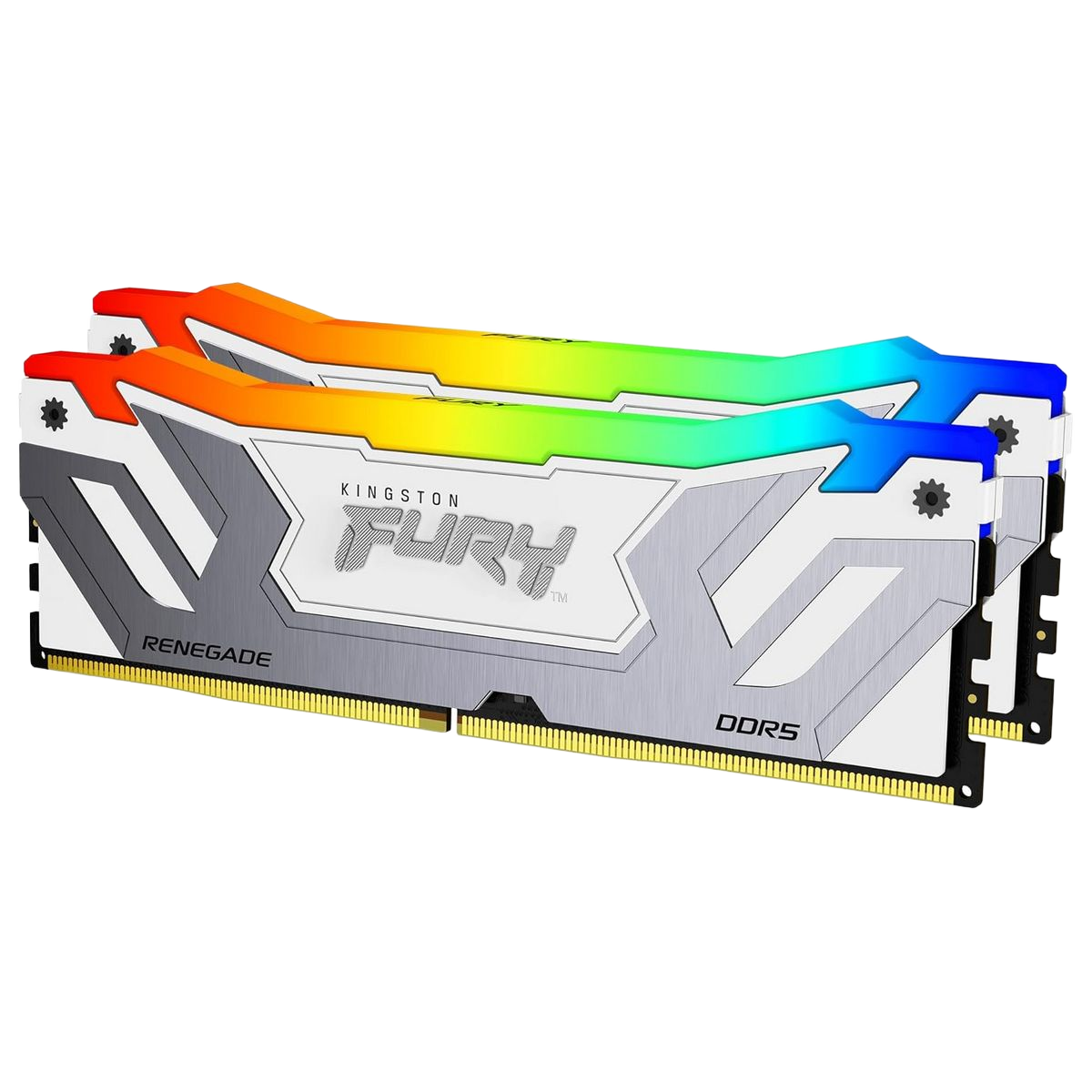 Модуль памяти Kingston KF584CU40RWAK2-48 48GB DDR5 8400 CUDIMM FURY Renegade Silver/White RGB Gaming Memory Non-ECC, CL40, 1.45V, Heat Shield, Kit (2x24GB), XMP, RTL
