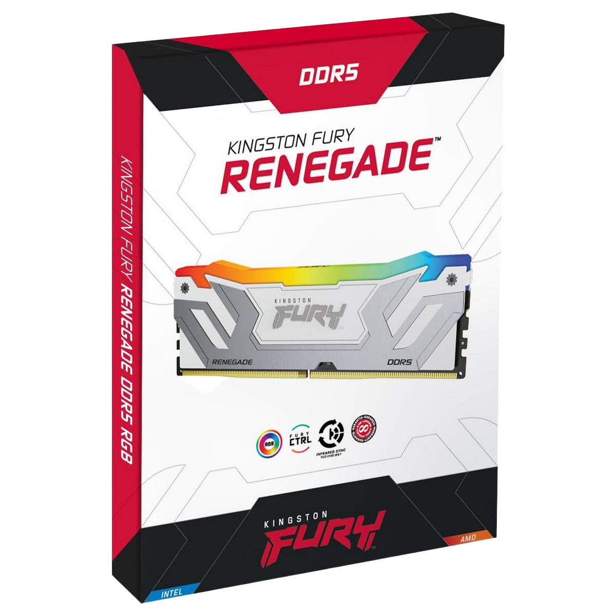 Модуль памяти Kingston KF584CU40RWA-24 24GB DDR5 8400 CUDIMM FURY Renegade Silver/White RGB Gaming Memory Non-ECC, CL40, 1.45V, Heat Shield, XMP, RTL