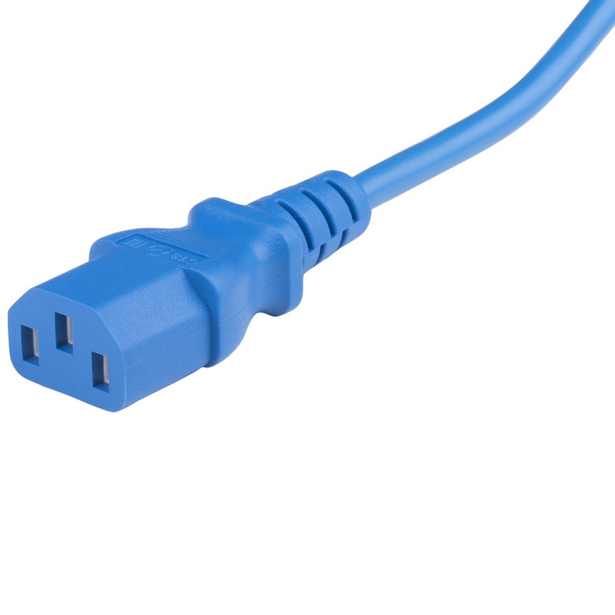 Сетевой кабель Hyperline PWC-IEC13-IEC14-1.0-BL питания монитор-компьютер IEC 320 C13 - IEC 320 C14 (3x0.75), 10A, прямая вилка, 1м, цвет синий (ПВС-АП-3*0,75-250-C13C14-10-1,0 ГОСТ 30851.1-2002 (МЭК 60320-1:1994))