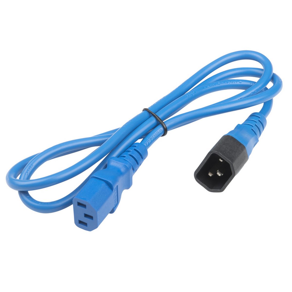 Сетевой кабель Hyperline PWC-IEC13-IEC14-1.0-BL питания монитор-компьютер IEC 320 C13 - IEC 320 C14 (3x0.75), 10A, прямая вилка, 1м, цвет синий (ПВС-АП-3*0,75-250-C13C14-10-1,0 ГОСТ 30851.1-2002 (МЭК 60320-1:1994))