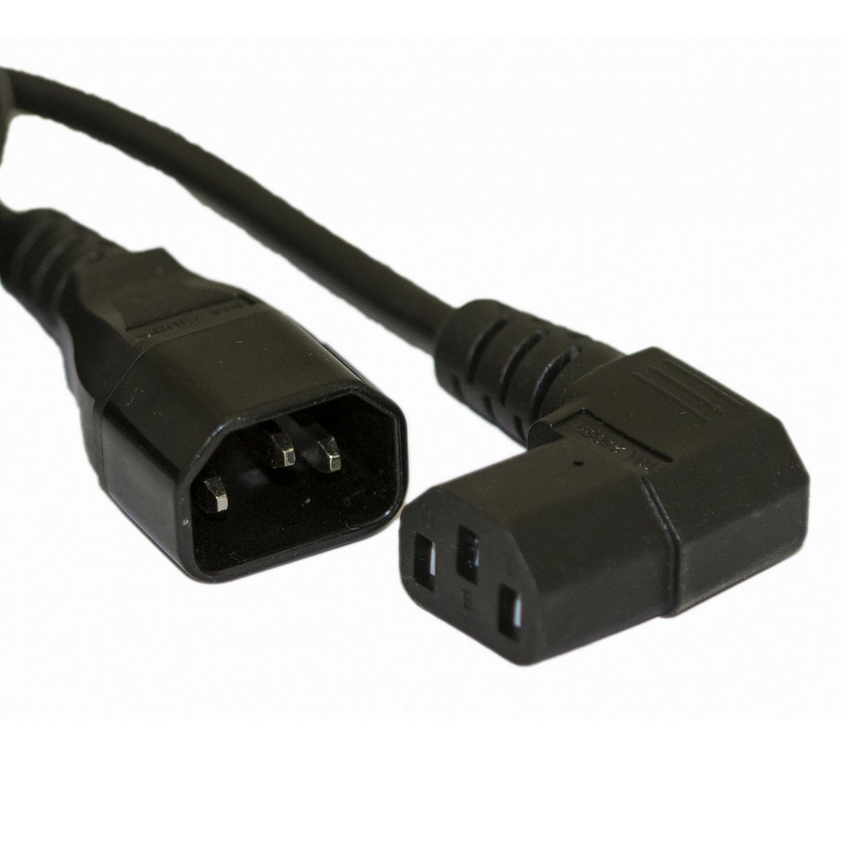 Сетевой кабель Hyperline PWC-IEC13A-IEC14-5.0-BK монитор-компьютер IEC 320 C13 (угловая) - IEC 320 C14 (3x1.0) 10A, прямая вилка, 5м, цвет черный (ПВС-АП-3*1,0-250-C13SC14-10-5,0 ГОСТ 30851.1-2002 (МЭК 60320-1:1994))