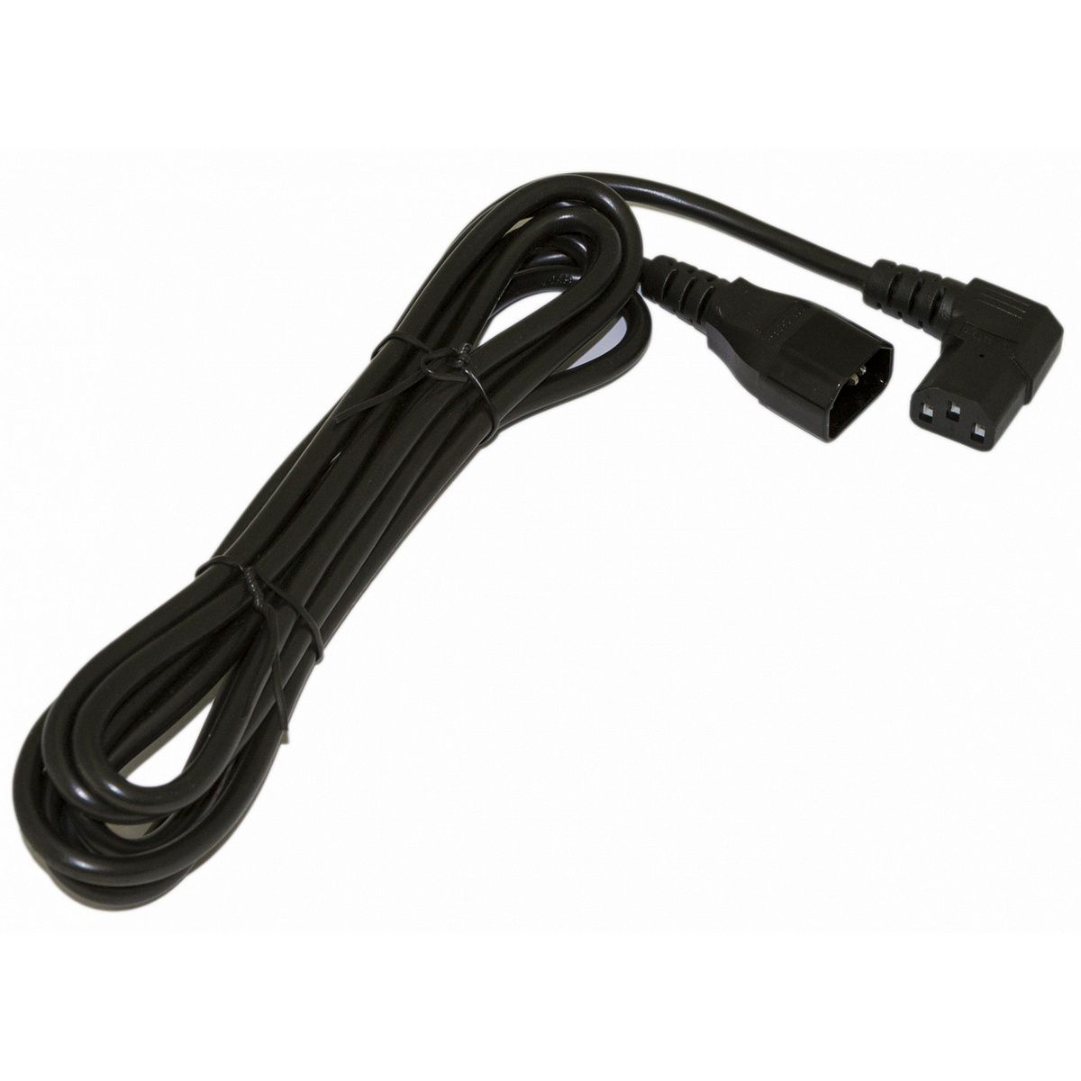 Сетевой кабель Hyperline PWC-IEC13A-IEC14-5.0-BK монитор-компьютер IEC 320 C13 (угловая) - IEC 320 C14 (3x1.0) 10A, прямая вилка, 5м, цвет черный (ПВС-АП-3*1,0-250-C13SC14-10-5,0 ГОСТ 30851.1-2002 (МЭК 60320-1:1994))