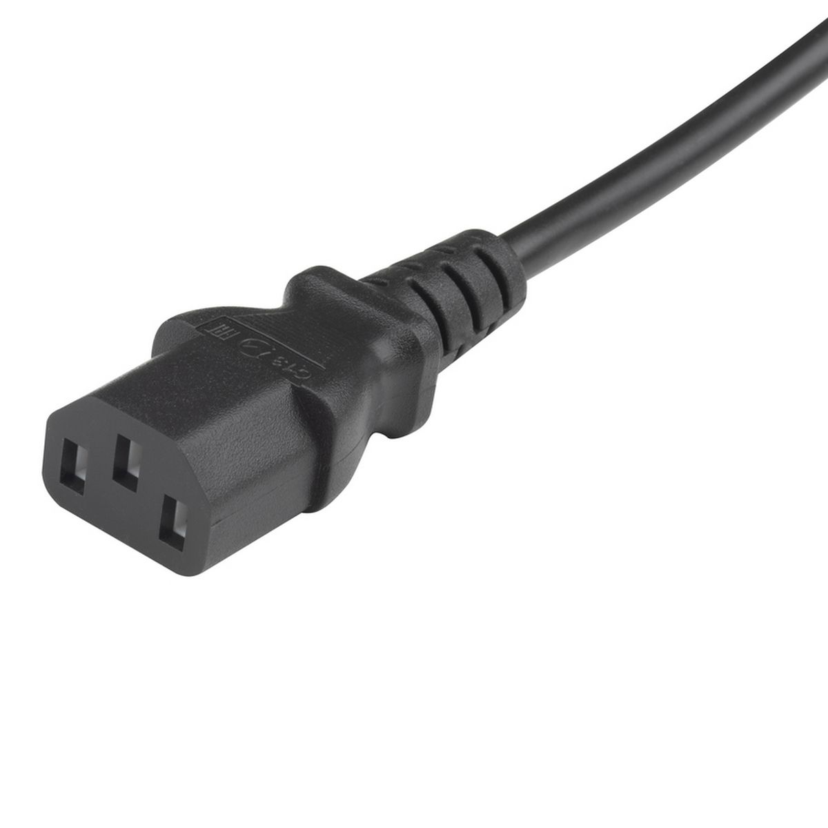 Сетевой кабель Hyperline PWC-IEC13-SHM-3.0-BK питания компьютера (Schuko+C13) (3x1.0), 10A, угловая вилка, 3м, цвет черный (ПВС-АП-3*1,0-250-S22C13-10-3,0 ГОСТ 28244-96)