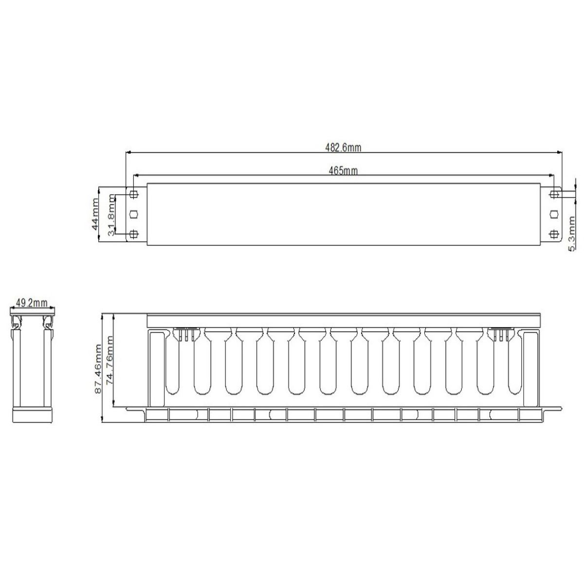 Кабельный организатор пластиковый Hyperline CM-1U-D75-PL-COV с крышкой, глубина 75 мм, 19", 1U