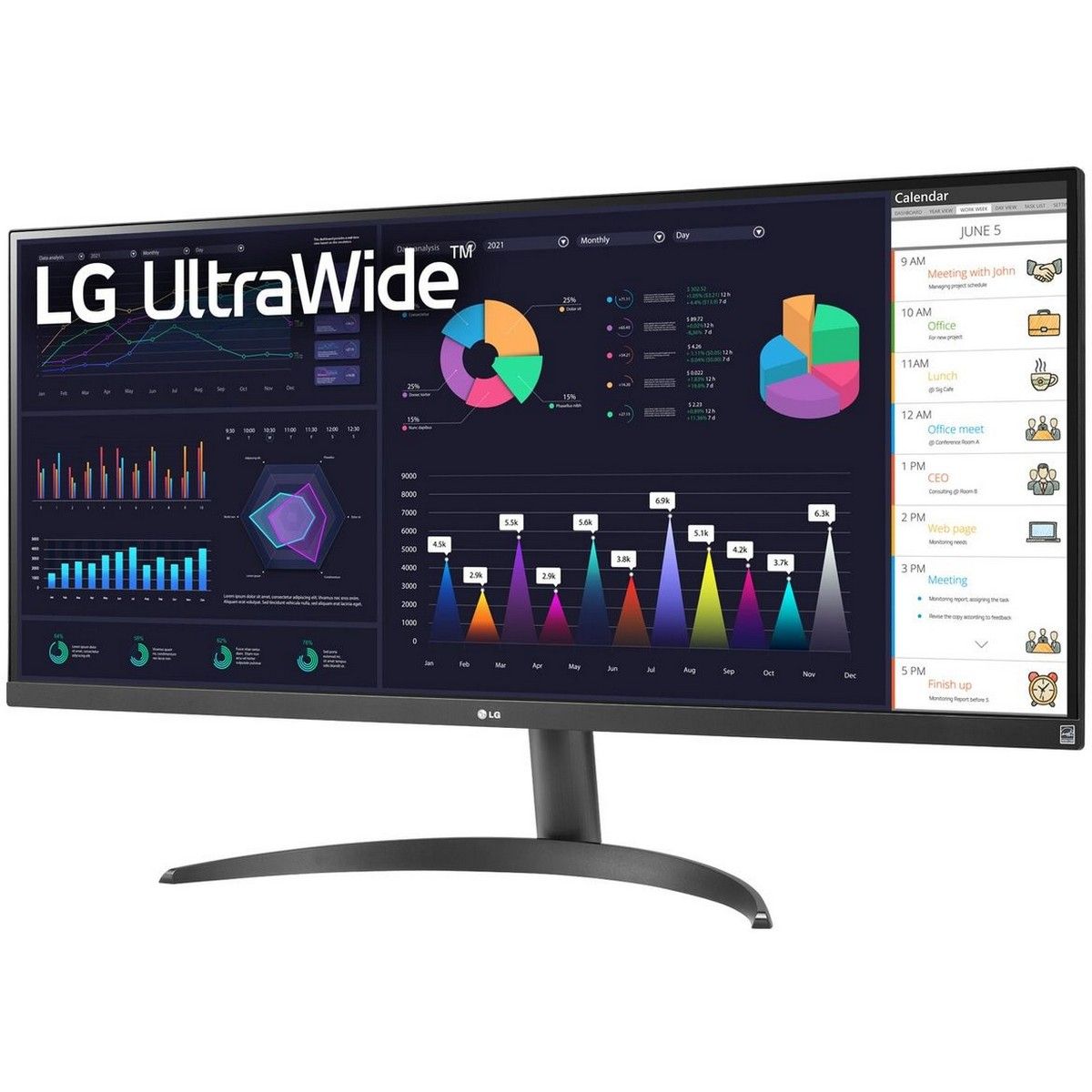 Монитор 34" LG 34WQ500-B Grey (IPS, 2560x1080, HDMI+DP, 5 ms, 178°/178°, 400 cd/m, 1000:1, 100Hz)