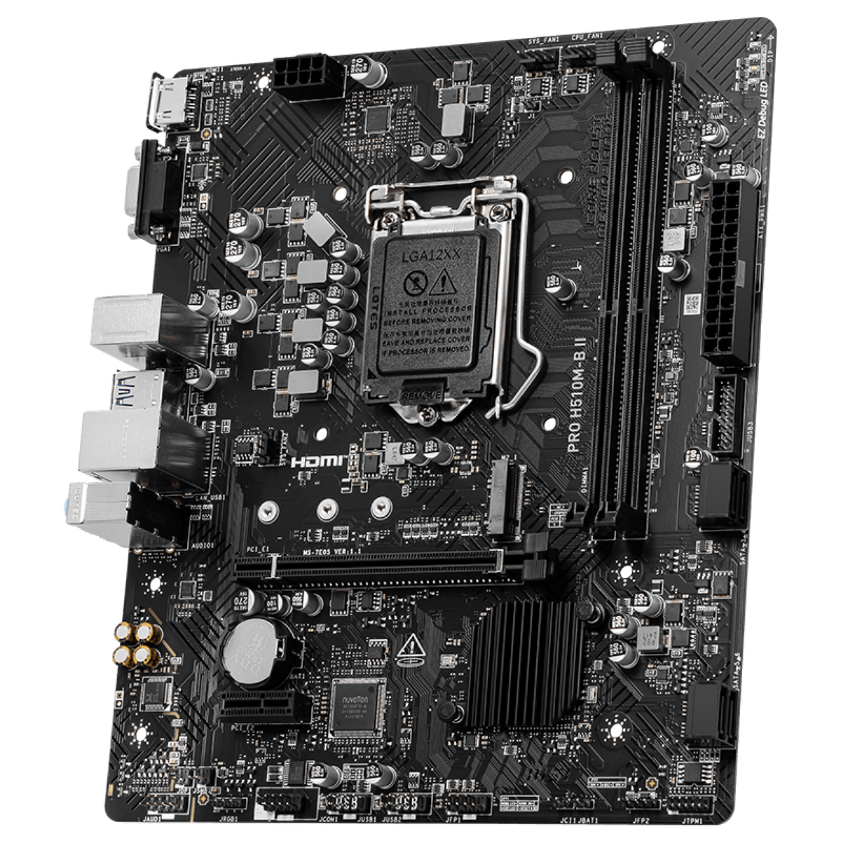 Материнская плата MSI PRO H510M-B II H470, LGA1200, 2*DDR4, 1*PCIEx16, 1*PCIEx1, 1*M.2, 4*USB3.2Gen1, 8*USB2.0, 4*SATA3.0, 1G, VGA, HDMI, M-ATX, RTL