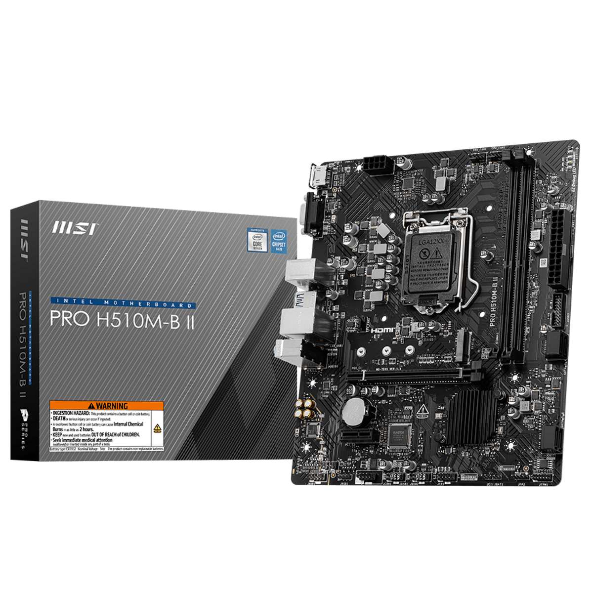 Материнская плата MSI PRO H510M-B II H470, LGA1200, 2*DDR4, 1*PCIEx16, 1*PCIEx1, 1*M.2, 4*USB3.2Gen1, 8*USB2.0, 4*SATA3.0, 1G, VGA, HDMI, M-ATX, RTL