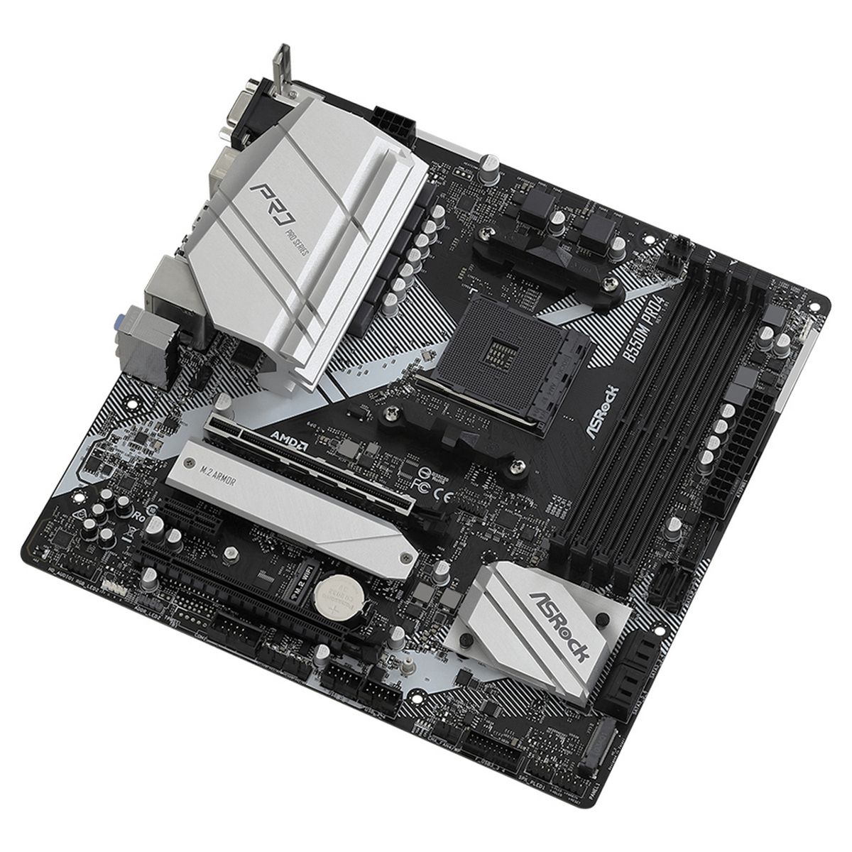 Материнская плата ASRock Bad Pack B550M PRO4, Socket AM4, AMD B550, 4xDDR4-3200, D-SUB+HDMI+DP, 2xPCI-Ex16, 1xPCI-Ex1, 0/1/10), 2xM.2, 8 Ch Audio, 1xGLan, (2+4)xUSB2.0, (5+4)xUSB3.2, (1+0)xUSB3.2 Type-C™, 1xPS/2, mATX, RTL, {20} (931598)
6xSATA3(RAID OEM