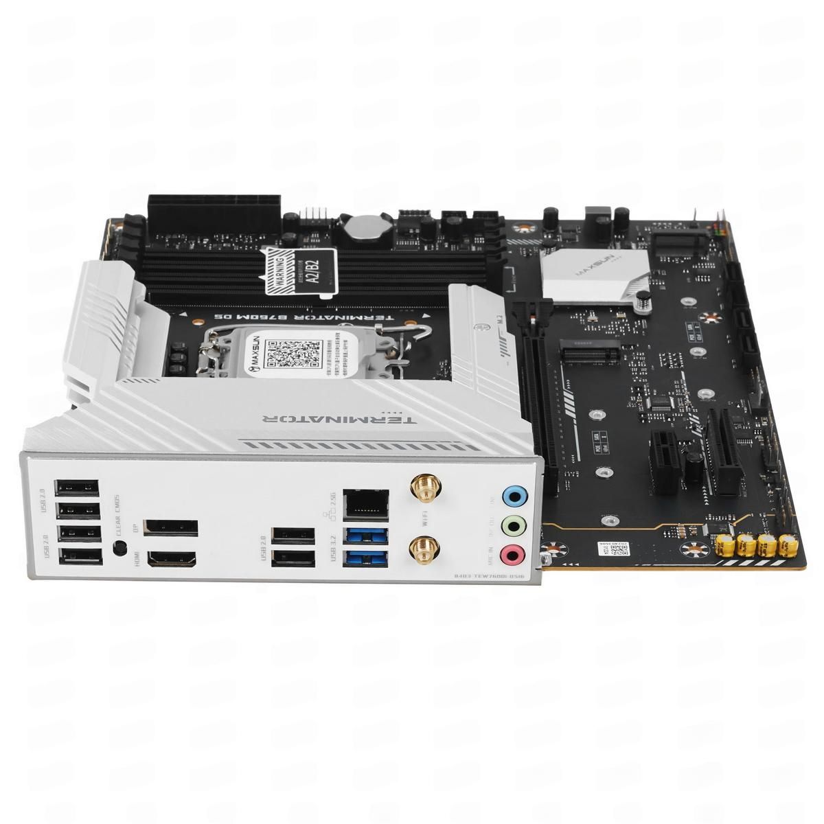 Материнская плата Maxsun MS-Terminator B760M D5 WIFI6E B760, LGA1700, 4*DDR5, 1*PCIEx16, 1*PCIEx4, 3*M.2, 1*TypeC, 4*USB3.2Gen1, 8*USB2.0, 4*SATA3.0, 2.5G, DP, HDMI, M-ATX, RTL