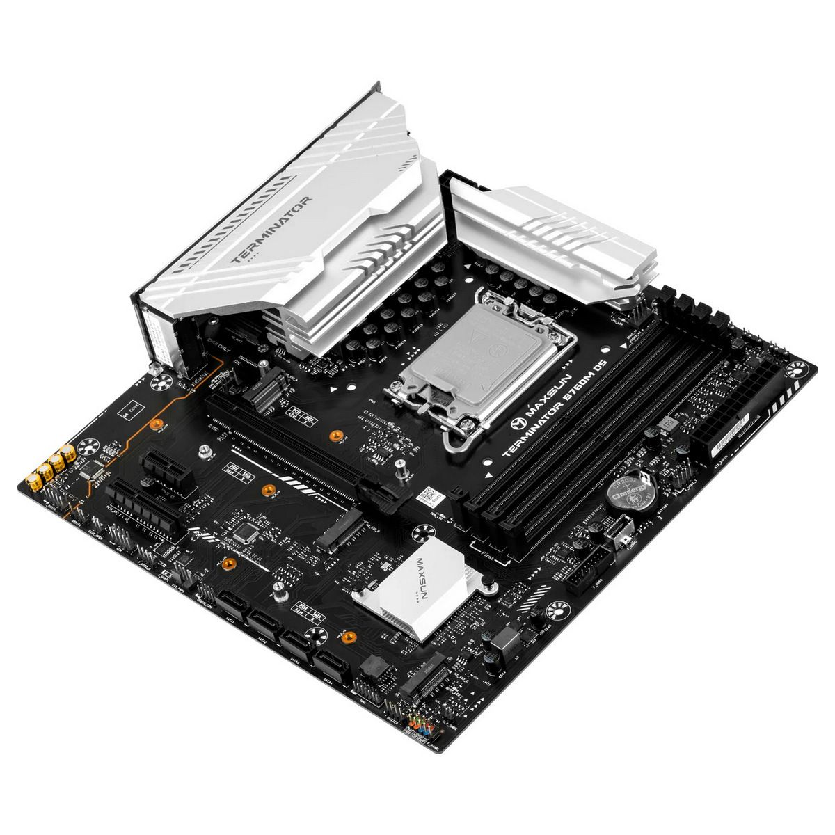 Материнская плата Maxsun MS-Terminator B760M D5 WIFI6E B760, LGA1700, 4*DDR5, 1*PCIEx16, 1*PCIEx4, 3*M.2, 1*TypeC, 4*USB3.2Gen1, 8*USB2.0, 4*SATA3.0, 2.5G, DP, HDMI, M-ATX, RTL