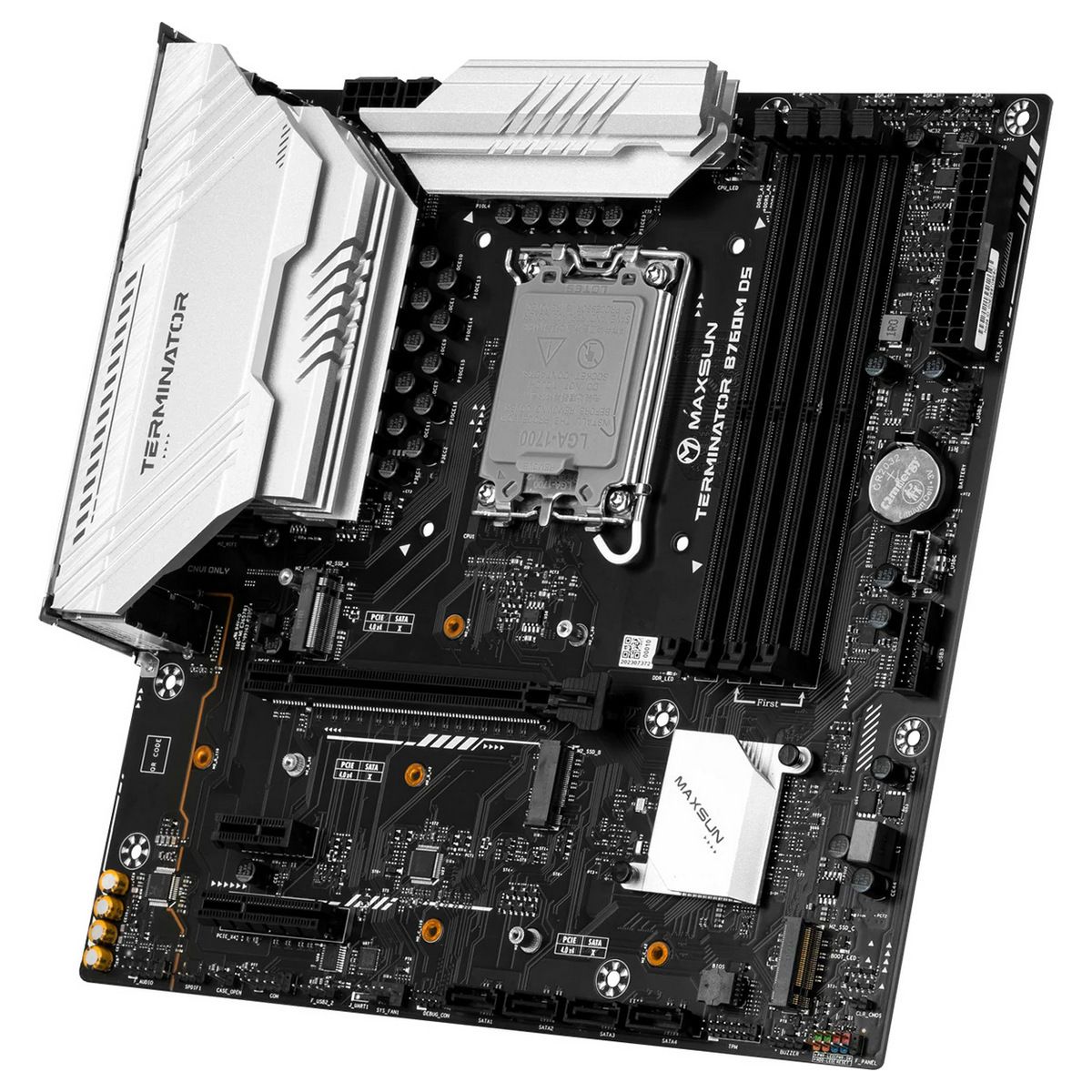 Материнская плата Maxsun MS-Terminator B760M D5 WIFI6E B760, LGA1700, 4*DDR5, 1*PCIEx16, 1*PCIEx4, 3*M.2, 1*TypeC, 4*USB3.2Gen1, 8*USB2.0, 4*SATA3.0, 2.5G, DP, HDMI, M-ATX, RTL