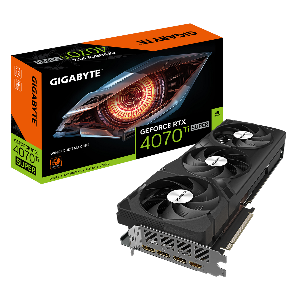 Видеокарта Gigabyte RTX4070Ti SUPER WINDFORCE MAX 16GB GDDR6X 256bit 3xDP HDMI 3FAN RTL