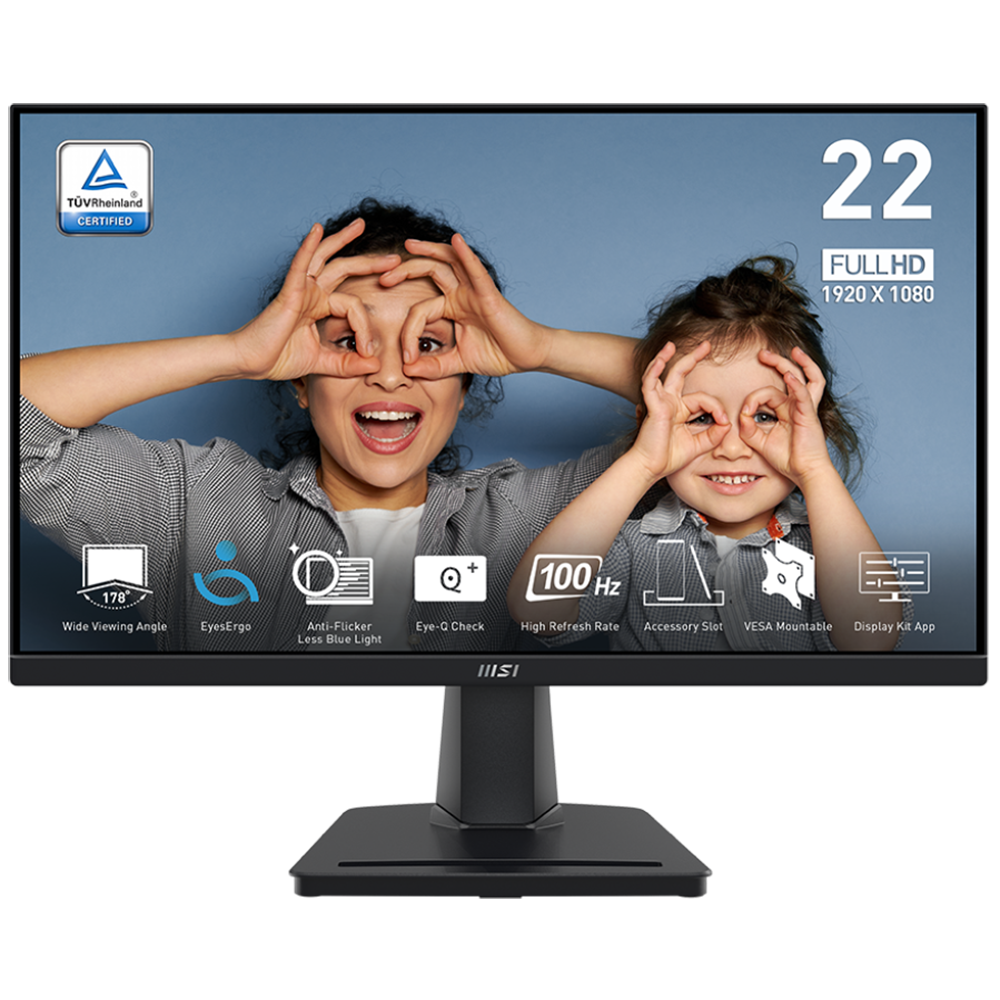 Монитор 21.45" MSI PRO MP225V Black (VA, 1920x1080, D-Sub+HDMI, 4 ms, 178°/178°, 300 cd/m, 4000:1 (100M:1), 100Hz)