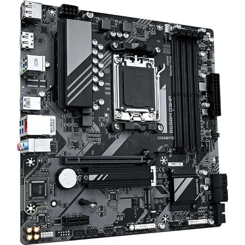 Материнская плата Gigabyte OEM B650M D3HP, Socket AM5, AMD B650, 4xDDR5-5200, HDMI+DP+DP, 1xPCI-Ex16, 1xPCI-Ex1, 4xSATA3(RAID 0/1/10), 2xM.2, 8 Ch Audio, 2.5GLan, (2+4)xUSB2.0, (3+2)xUSB3.2, (1+1)xUSB3.2 Type-C™, 1xPS/2, mATX, RTL