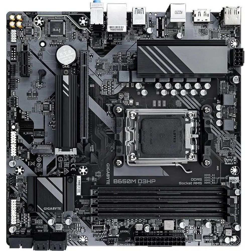 Материнская плата Gigabyte OEM B650M D3HP, Socket AM5, AMD B650, 4xDDR5-5200, HDMI+DP+DP, 1xPCI-Ex16, 1xPCI-Ex1, 4xSATA3(RAID 0/1/10), 2xM.2, 8 Ch Audio, 2.5GLan, (2+4)xUSB2.0, (3+2)xUSB3.2, (1+1)xUSB3.2 Type-C™, 1xPS/2, mATX, RTL