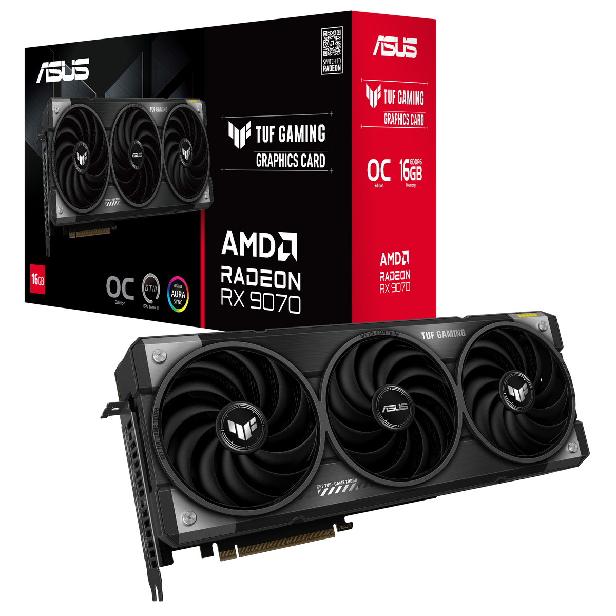 Видеокарта ASUS RX9070 TUF GAMING OC 16GB GDDR6 256bit 3xDP HDMI 3FAN RTL [TUF-RX9070-O16G-GAMING]