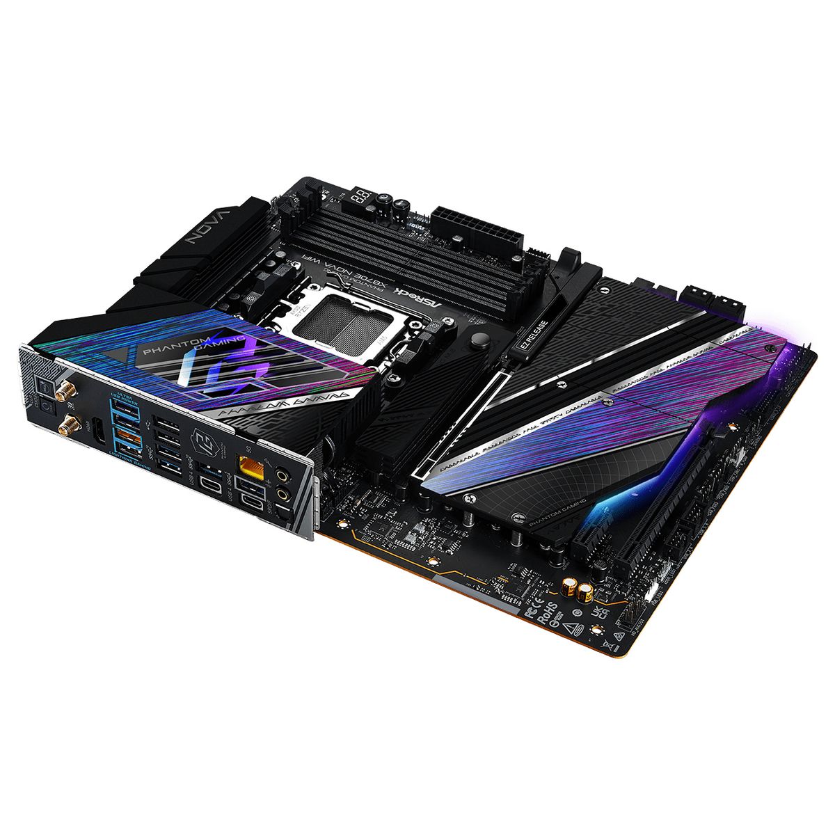 Материнская плата ASRock OEM X870E NOVA WIFI, Socket AM5, AMD X870, 4xDDR5-5200, HDMI, 2xPCI-Ex16, 1xPCI-Ex1, 4xSATA3(RAID 0/1/10), 4xM.2, 8 Ch Audio, 1x5GLan, WIFI, (2+4)xUSB2.0, (8+4)xUSB3.2, (2+1)xUSB Type-C™, ATX, RTL oem