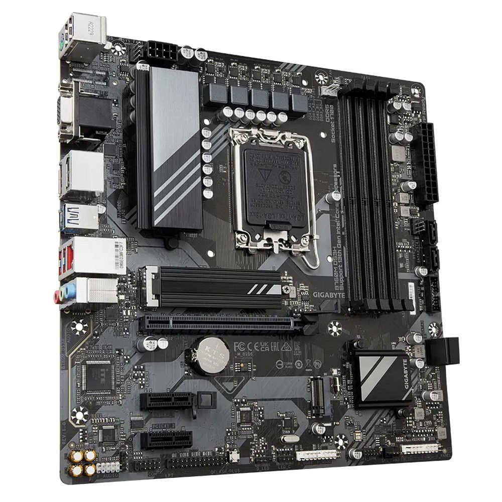 Материнская плата Gigabyte OEM B760M DS3H, Socket 1700, Intel®B760, 4xDDR5-4800, HDMI+DP, 5xPCI-Ex16, 4xSATA3(RAID 0/1/5/10), 2xM.2, 8Ch Audio, 2,5GbLan, (4+4)xUSB2.0, (1+2)xUSB3.2, (1+1)xUSB3.2 Type-C™, mATX, RTL {10} oem