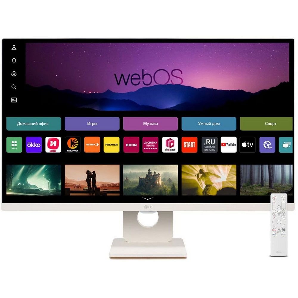 Монитор 27" LG 27SR50F-W White (Smart, webOS, WiFi, BT, ДУ, IPS, 1920x1080, HDMI+HDMI, USB, 5 ms, 178°/178°, 250 cd/m, 1000:1, 60Hz, Spk)