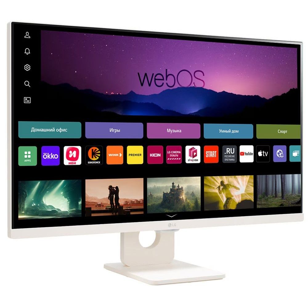 Монитор 27" LG 27SR50F-W White (Smart, webOS, WiFi, BT, ДУ, IPS, 1920x1080, HDMI+HDMI, USB, 5 ms, 178°/178°, 250 cd/m, 1000:1, 60Hz, Spk)