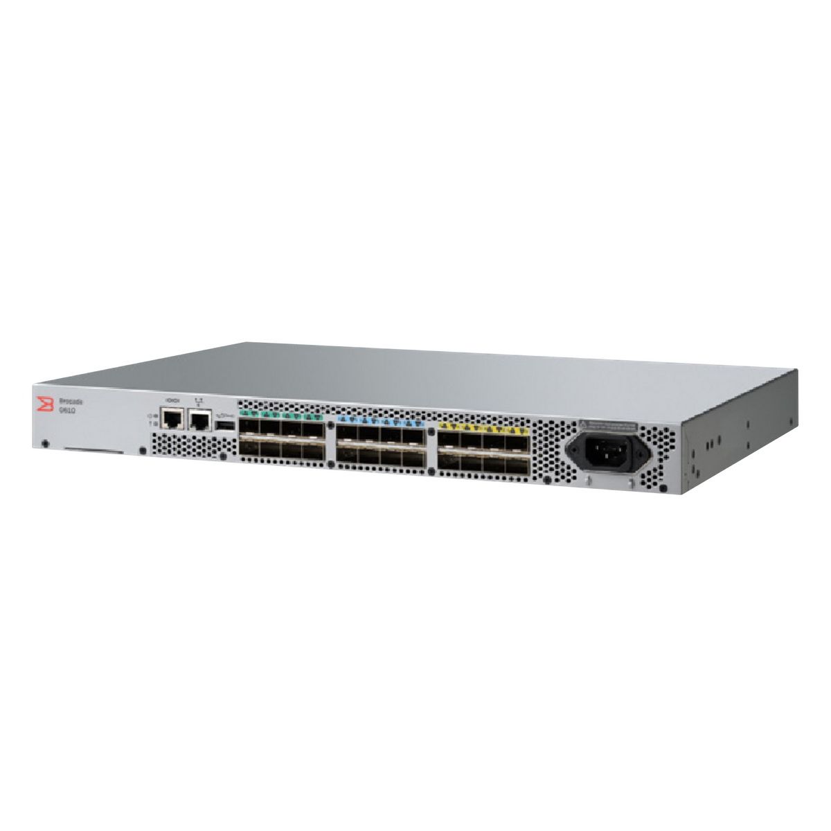 Коммутатор Brocade G610 24-port FC Switch, 24-port licensed, incl 24x 16Gb SWL SFP+, Enterprise SW Bundle (ISL Trunking, Fabric Vision, Extended Fabric), FOS Notupgradable, 1 PS, БЕЗ РЕЛЬС, 1Y Warranty