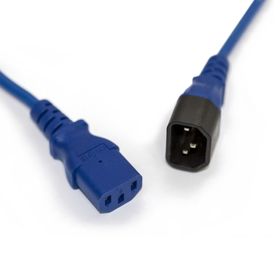 Сетевой кабель Hyperline PWC-IEC13-IEC14-3.0-BL Кабель питания монитор-компьютер IEC 320 C13 - IEC 320 C14 (3x1.0), 10A, прямая вилка, 3м, цвет синий (ПВС-АП-3*1,0-250-C13C14-10-3,0 ГОСТ 30851.1-2002 (МЭК 60320-1:1994))