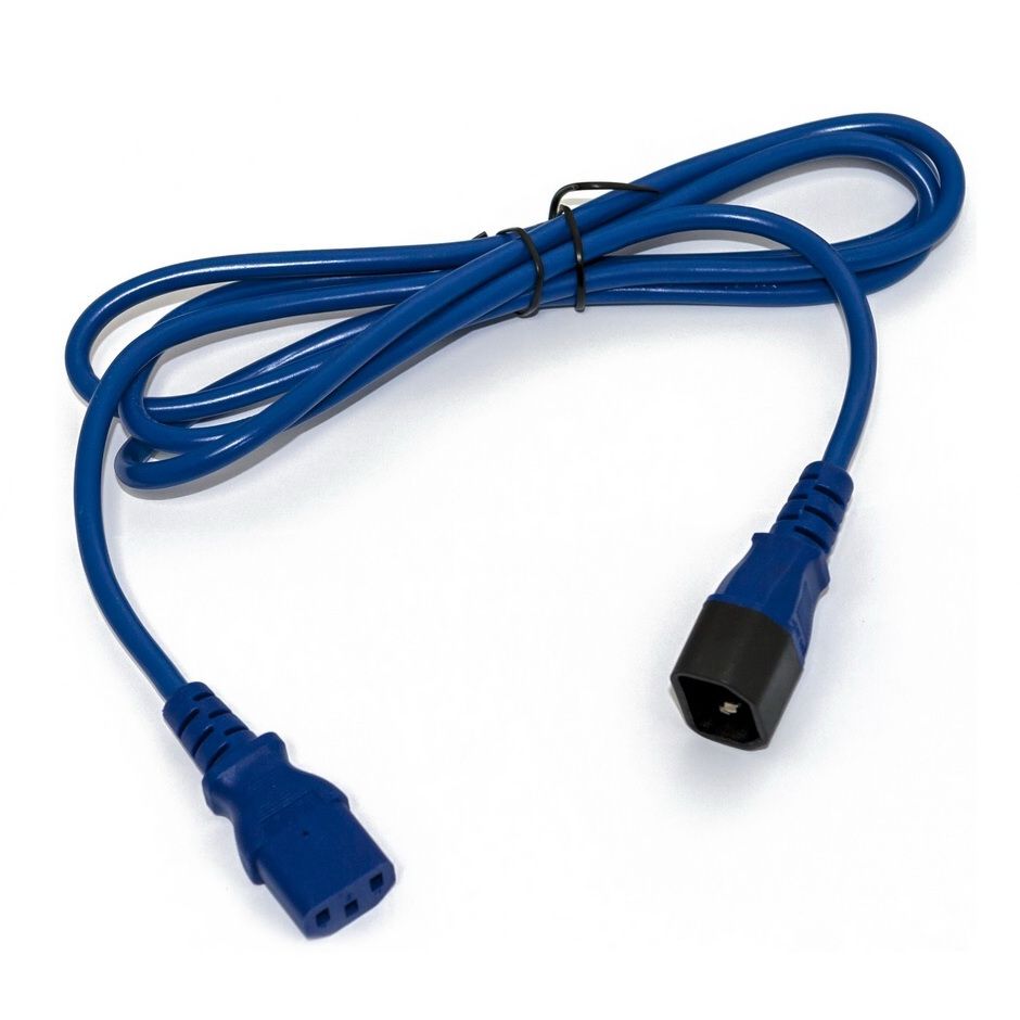 Сетевой кабель Hyperline PWC-IEC13-IEC14-3.0-BL Кабель питания монитор-компьютер IEC 320 C13 - IEC 320 C14 (3x1.0), 10A, прямая вилка, 3м, цвет синий (ПВС-АП-3*1,0-250-C13C14-10-3,0 ГОСТ 30851.1-2002 (МЭК 60320-1:1994))