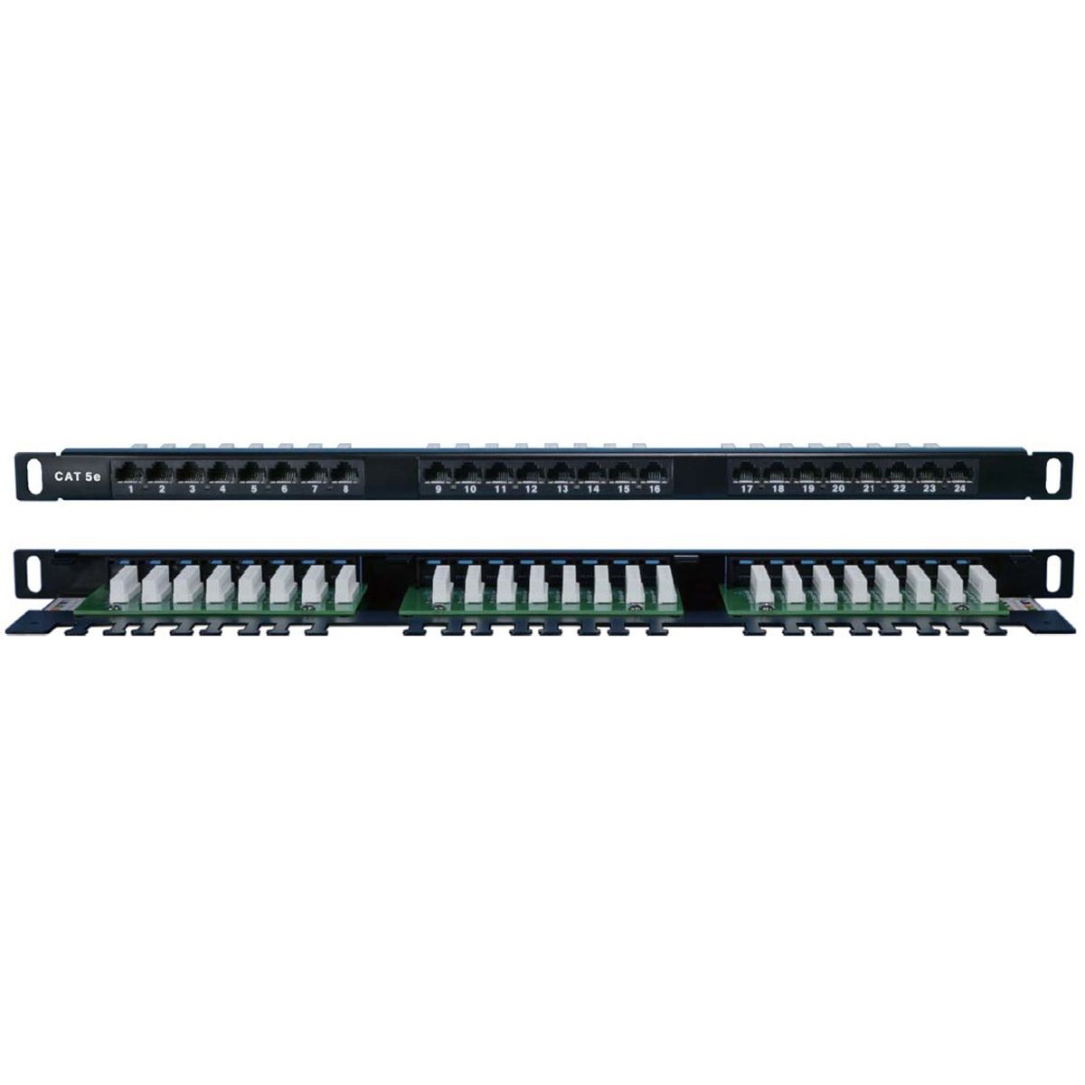 Панель Hyperline PPHD-19-24-8P8C-C5E-110D Патч-панель высокой плотности 19", 0.5U, 24 порта RJ-45, категория 5E, Dual IDC