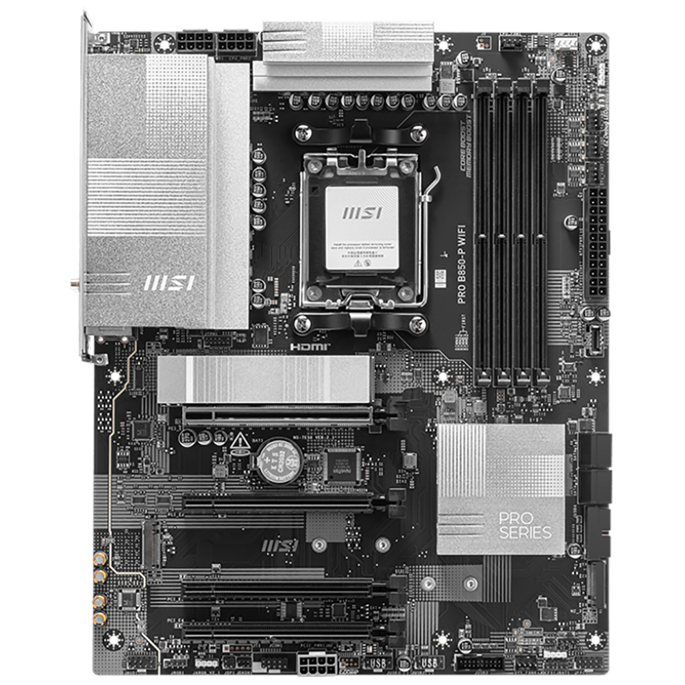 Материнская плата MSI OEM PRO B850-P WIFI B850, AM5, 4*DDR5, 4*PCIEx16, 3*M.2, 3*TypeC, 1*USB3.2Gen2, 5*USB3.2Gen1, 8*USB2.0, 4*SATA3.0, 5G, HDMI, ATX, RTL oem
