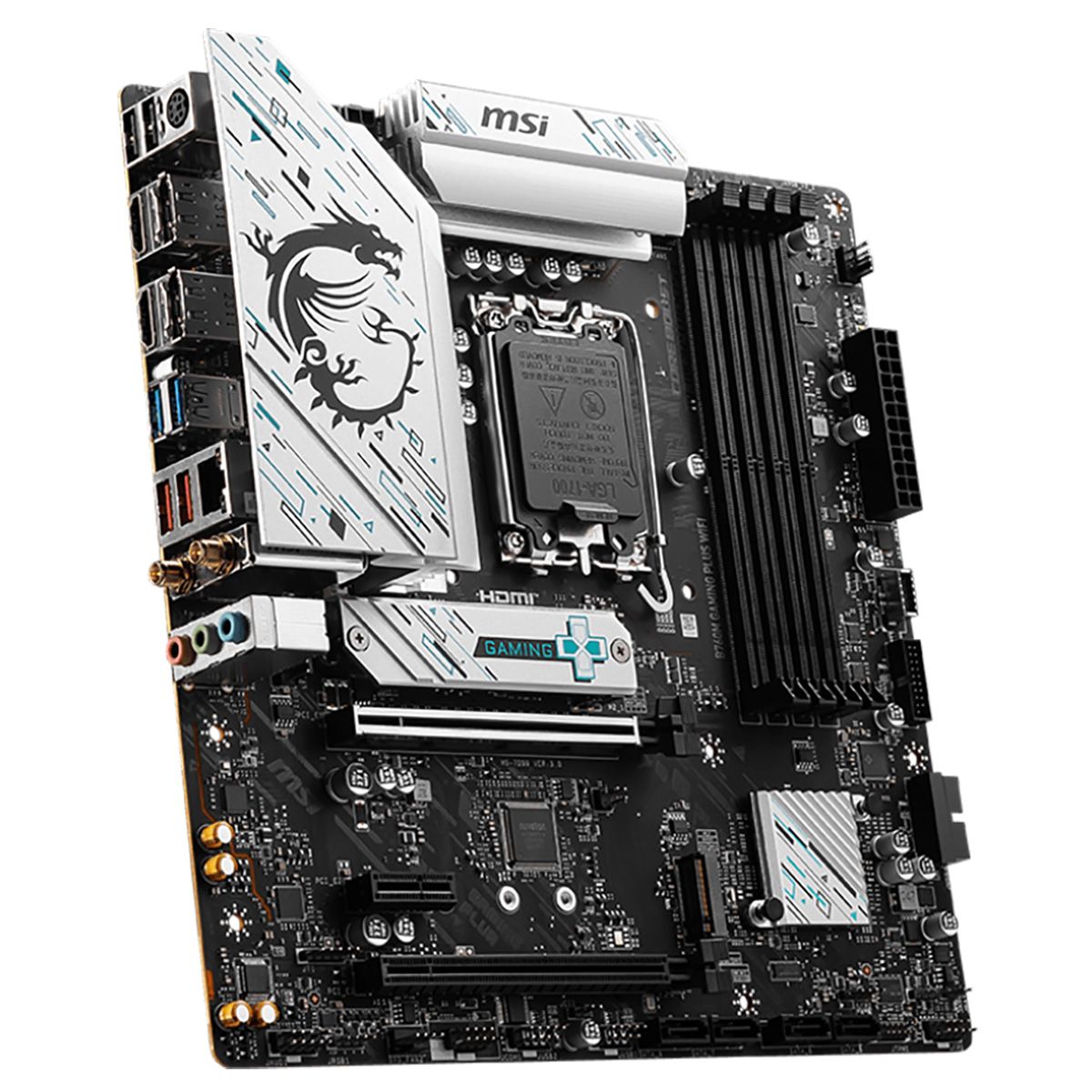Материнская плата MSI OEM B760M GAMING PLUS WIFI B760, LGA1700, 4*DDR5, 2*PCIEx16, 1*PCIEx1, 2*M.2, 1*TypeC, 2*USB3.2Gen2, 6*USB3.2Gen1, 6*USB2.0, 4*SATA3.0, 2.5G, 2*DP, 2*HDMI, M-ATX, RTL oem