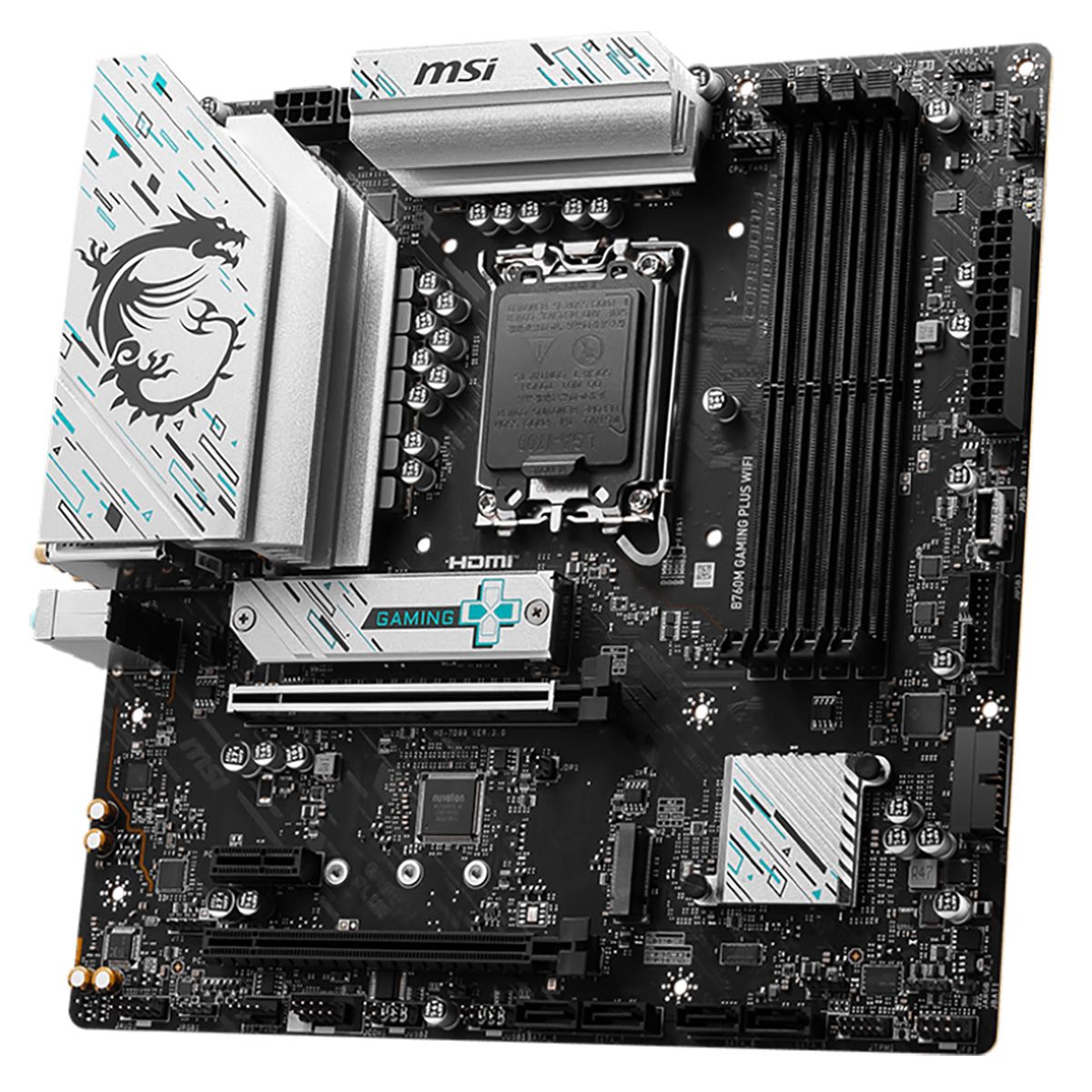 Материнская плата MSI OEM B760M GAMING PLUS WIFI B760, LGA1700, 4*DDR5, 2*PCIEx16, 1*PCIEx1, 2*M.2, 1*TypeC, 2*USB3.2Gen2, 6*USB3.2Gen1, 6*USB2.0, 4*SATA3.0, 2.5G, 2*DP, 2*HDMI, M-ATX, RTL oem