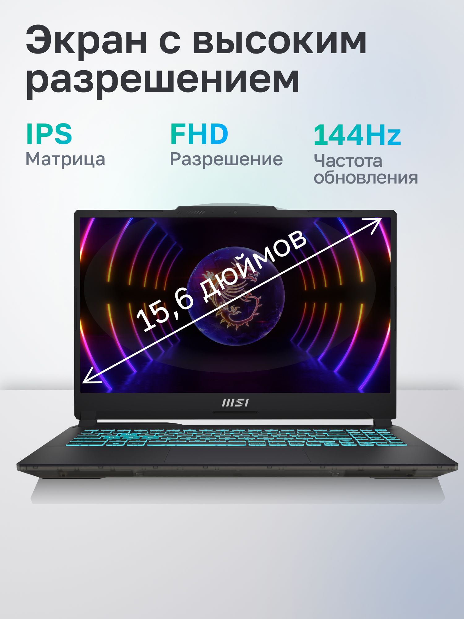 Ноутбук MSI Cyborg 15 A13VF-1223XRU Intel Core i5-13420H/16Gb/SSD512Gb/RTX4060 8Gb/15.6"/IPS/FHD/1920x1080/144Hz/NoOS/black (9S7-15K111-1223)