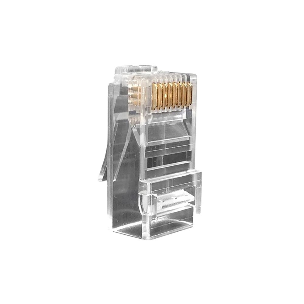 Разъем Hyperline Разъем RJ-45(8P8C) под витую пару, категория 6 (50 µ"/ 50 микродюймов), универсальный (для одножильного и многожильного кабеля), со вставкой (100 шт)