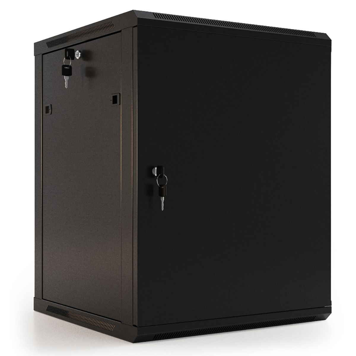 Шкаф Hyperline TWB-0945-SR-RAL9004 настенный 9U 500x600х450мм, металлическая передняя дверь с замком, две боковые панели, цвет черный (RAL 9004) (разобранный)