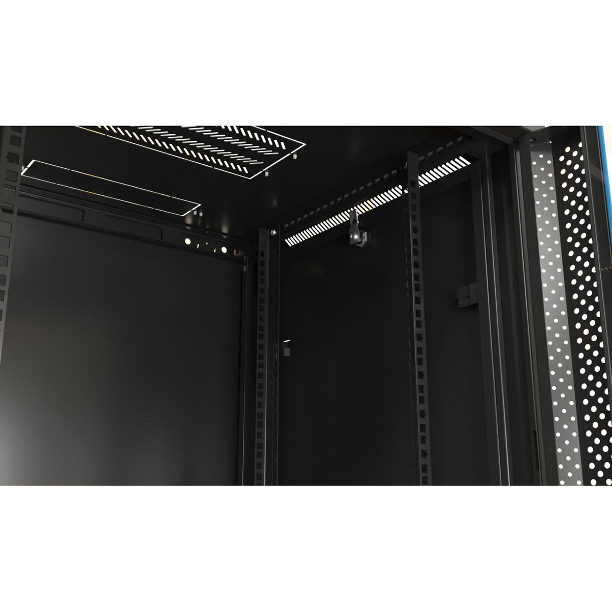 Шкаф Hyperline TWB-0945-SR-RAL9004 настенный 9U 500x600х450мм, металлическая передняя дверь с замком, две боковые панели, цвет черный (RAL 9004) (разобранный)