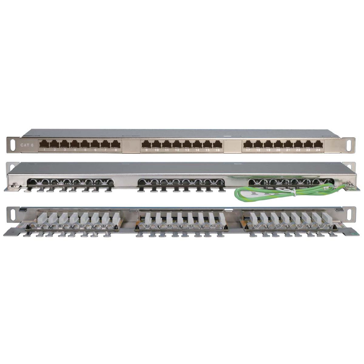 Панель Hyperline PPHD-19-24-8P8C-C6-SH-110D Патч-панель высокой плотности 19", 0.5U, 24 порта RJ-45, категория 6, Dual IDC, экранированная