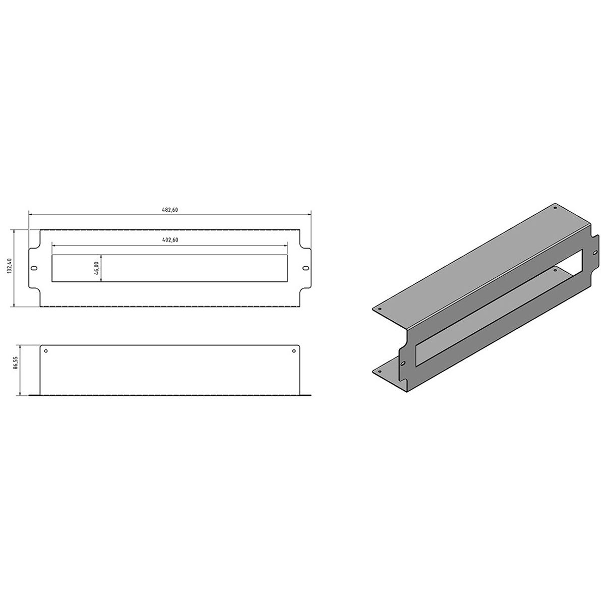 Панель Hyperline BPB19-PS-3U-RAL9005 Панель с DIN-рейкой с регулируемой глубиной установки, 19",3U, 22 места, цвет черный (RAL 9005)