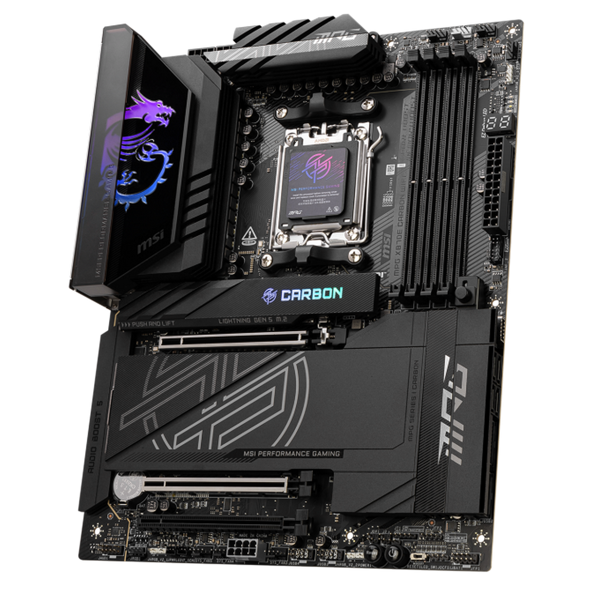Материнская плата MSI OEM MPG X870E CARBON WIFI X870, AM5, 4*DDR5, 3*PCIEx16, 4*M.2, 4*TypeC, 9*USB3.2Gen2, 4*USB3.2Gen1, 4*USB2.0, 4*SATA3.0, 5G, 2.5G, 2*Type-C(DP), HDMI, ATX, OEM oem