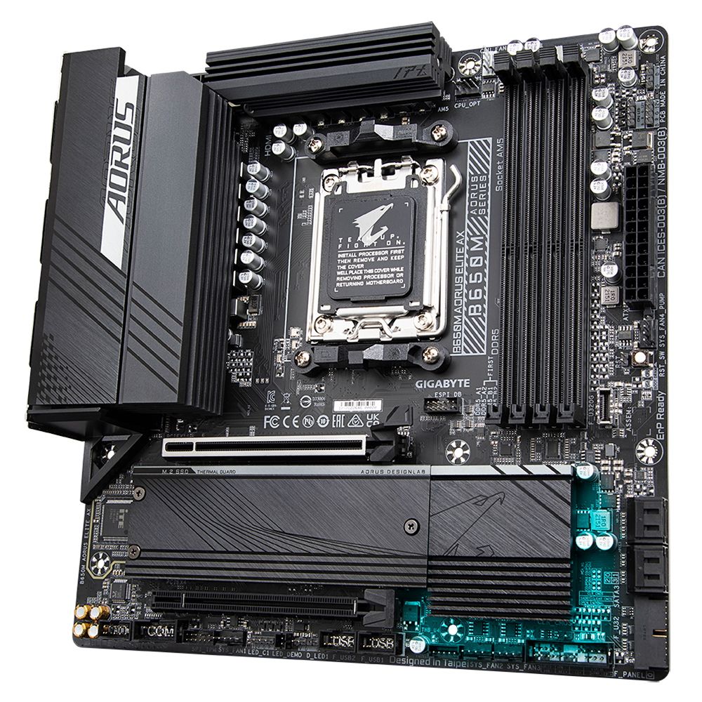 Материнская плата Gigabyte OEM B650M AORUS ELITE AX, Socket AM5, AMD B650, 4xDDR5-5200, HDMI+DP,2xPCI-Ex16,4xSATA3(RAID 0/1/10) 2xM.2, 8 Ch Audio, 2.5GLan, WiFi, (4+4)xUSB2.0, (7+2)xUSB3.2, (1+1)xUSB3.2 Type-C™, mATX, RTL {} (849399)
