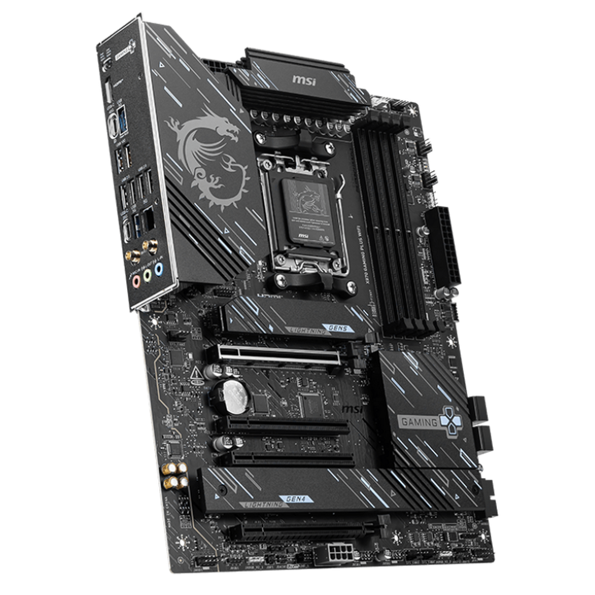 Материнская плата MSI X870 GAMING PLUS WIFI X870, AM5, 4*DDR5, 4*PCIEx16, 3*M.2, 2*TypeC, 2*USB3.2Gen2, 4*USB3.2Gen1, 8*USB2.0, 4*SATA3.0, 5G, 1*Type-C(DP), HDMI, ATX, RTL