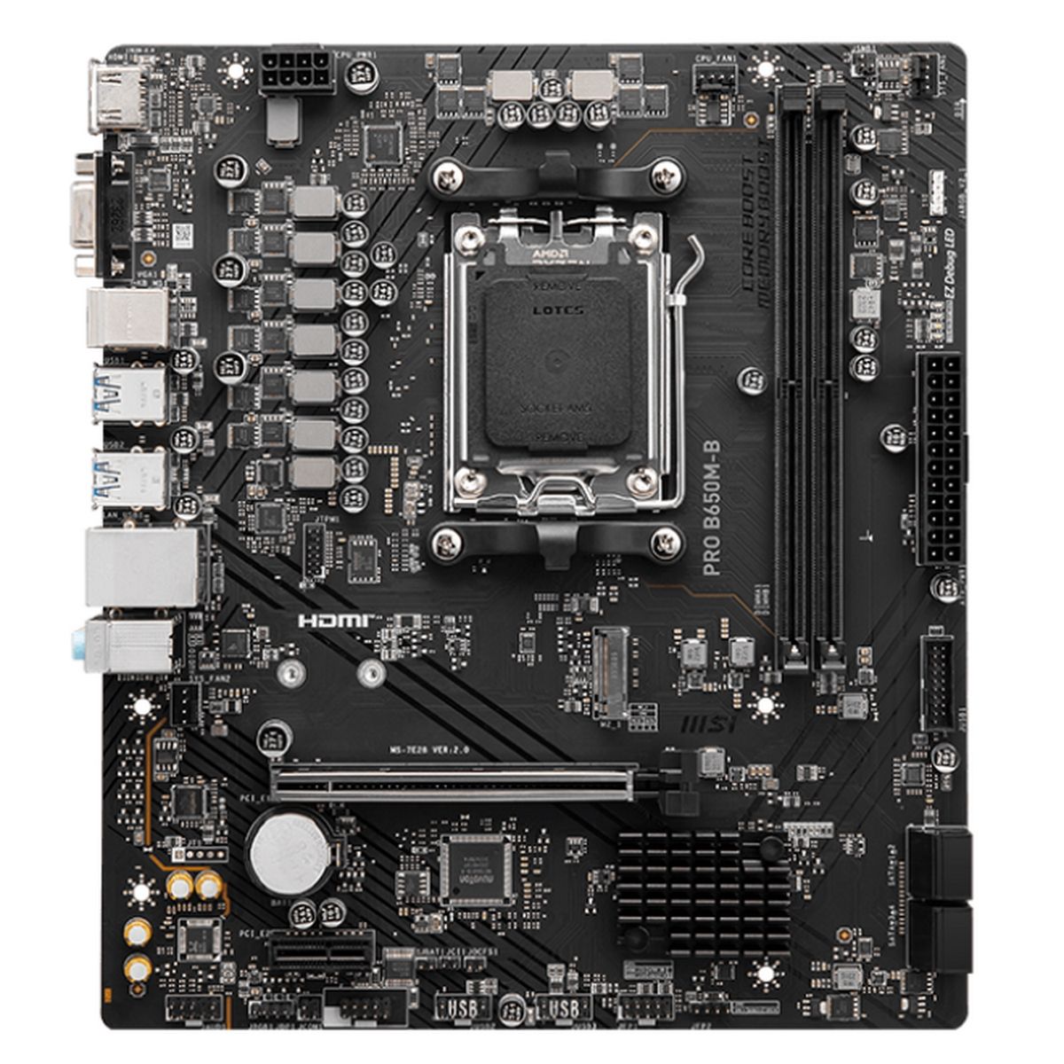 Материнская плата MSI OEM PRO B650M-B B650, AM5, 2*DDR5, 1*PCIEx16, 1*PCIEx1, 1*M.2, 6*USB3.2Gen1, 6*USB2.0, 4*SATA3.0, 1G, VGA, HDMI, M-ATX, RTL oem