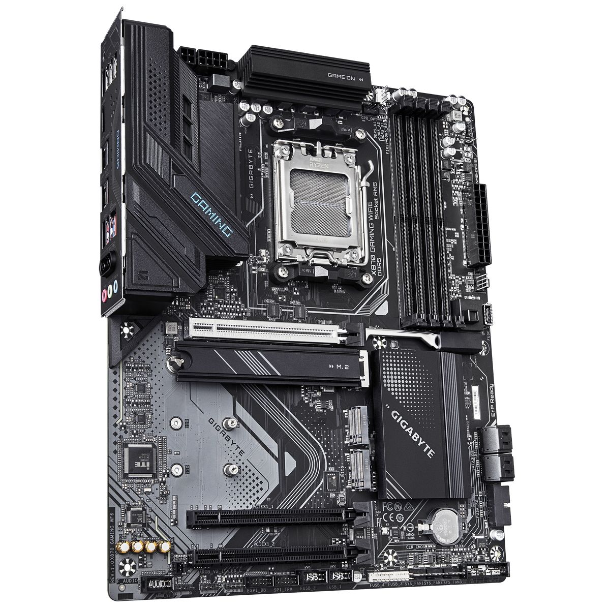 Материнская плата Gigabyte OEM X870 GAMING WIFI6, Socket AM5, AMD X870, 4xDDR5-5200, HDMI, 3xPCI-Ex16, 4xSATA3(RAID 0/1/10), 3xM.2, 8 Ch Audio, 1x2,5GLan, WIFI, (4+4)xUSB2.0, (4+2)xUSB3.2, (2+1)xUSB Type-C™, ATX, RTL