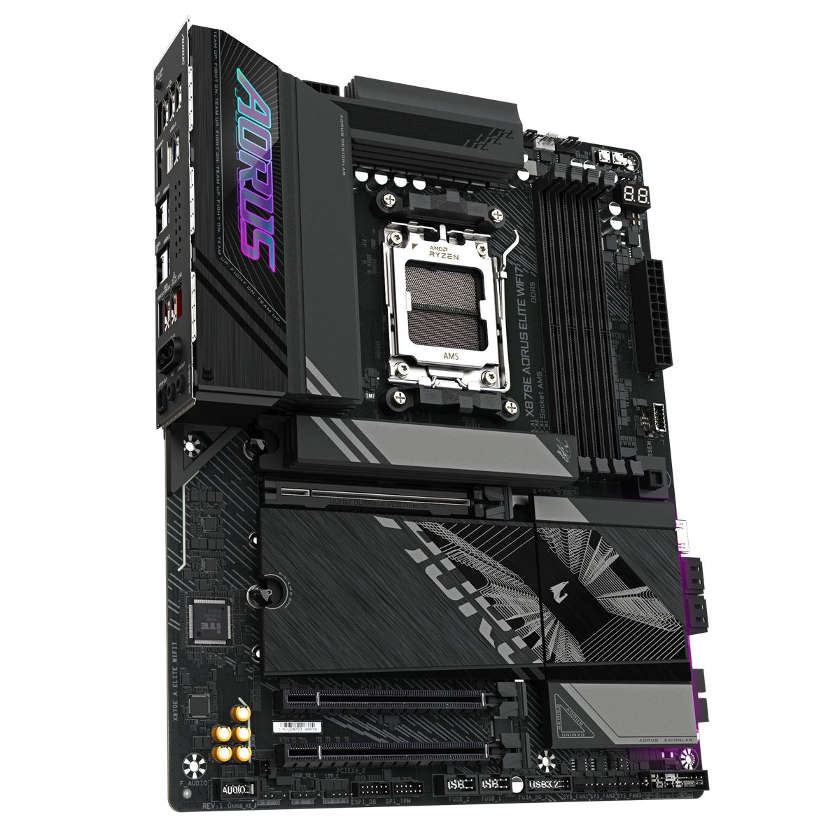 Материнская плата Gigabyte OEM X870E AORUS ELITE WIFI7, Socket AM5, AMD X870E, 4xDDR5-5200, HDMI, 3xPCI-Ex16, 4xSATA3(RAID 0/1/10), 4xM.2, 6 Ch Audio, 1x2,5GLan, (4+4)xUSB2.0, (6+4)xUSB3.2, (2+1)xUSB Type-C™, ATX, RTL