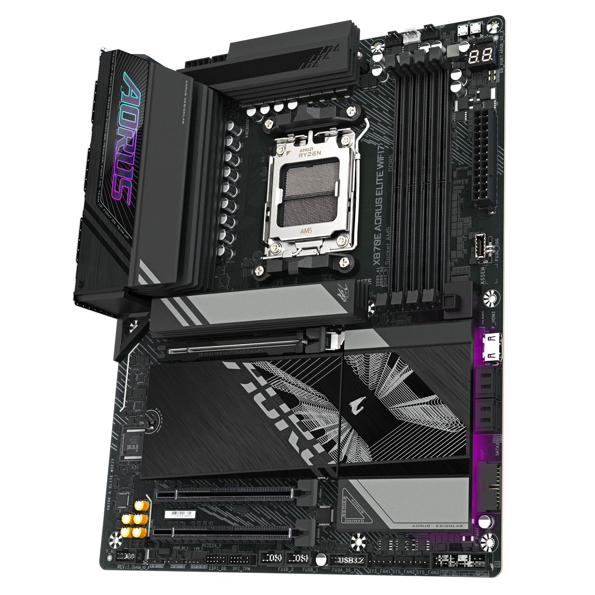 Материнская плата Gigabyte OEM X870E AORUS ELITE WIFI7, Socket AM5, AMD X870E, 4xDDR5-5200, HDMI, 3xPCI-Ex16, 4xSATA3(RAID 0/1/10), 4xM.2, 6 Ch Audio, 1x2,5GLan, (4+4)xUSB2.0, (6+4)xUSB3.2, (2+1)xUSB Type-C™, ATX, RTL