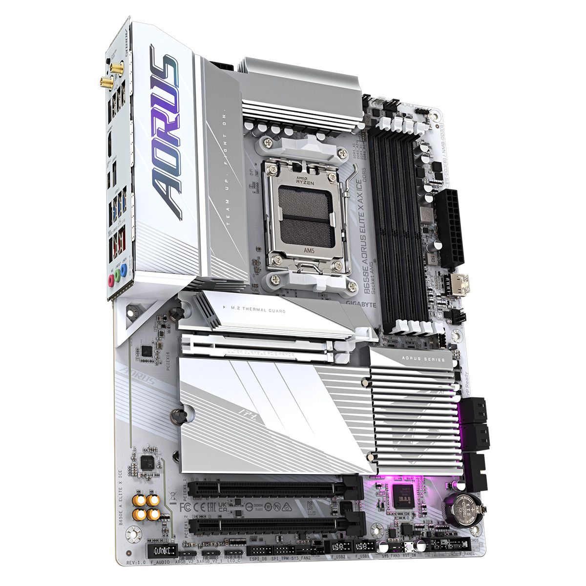 Материнская плата Gigabyte OEM B650E AORUS ELITE X ICE, Socket AM5, AMD B650, 4xDDR5-5200, HDMI, 3xPCI-Ex16, 4xSATA3(RAID 0/1/10), 3xM.2, 8 Ch Audio, 2.5GLan, WiFi, (4+4)xUSB2.0, (7+2)xUSB3.2, (1+1)xUSB3.2 Type-C™, ATX, RTL