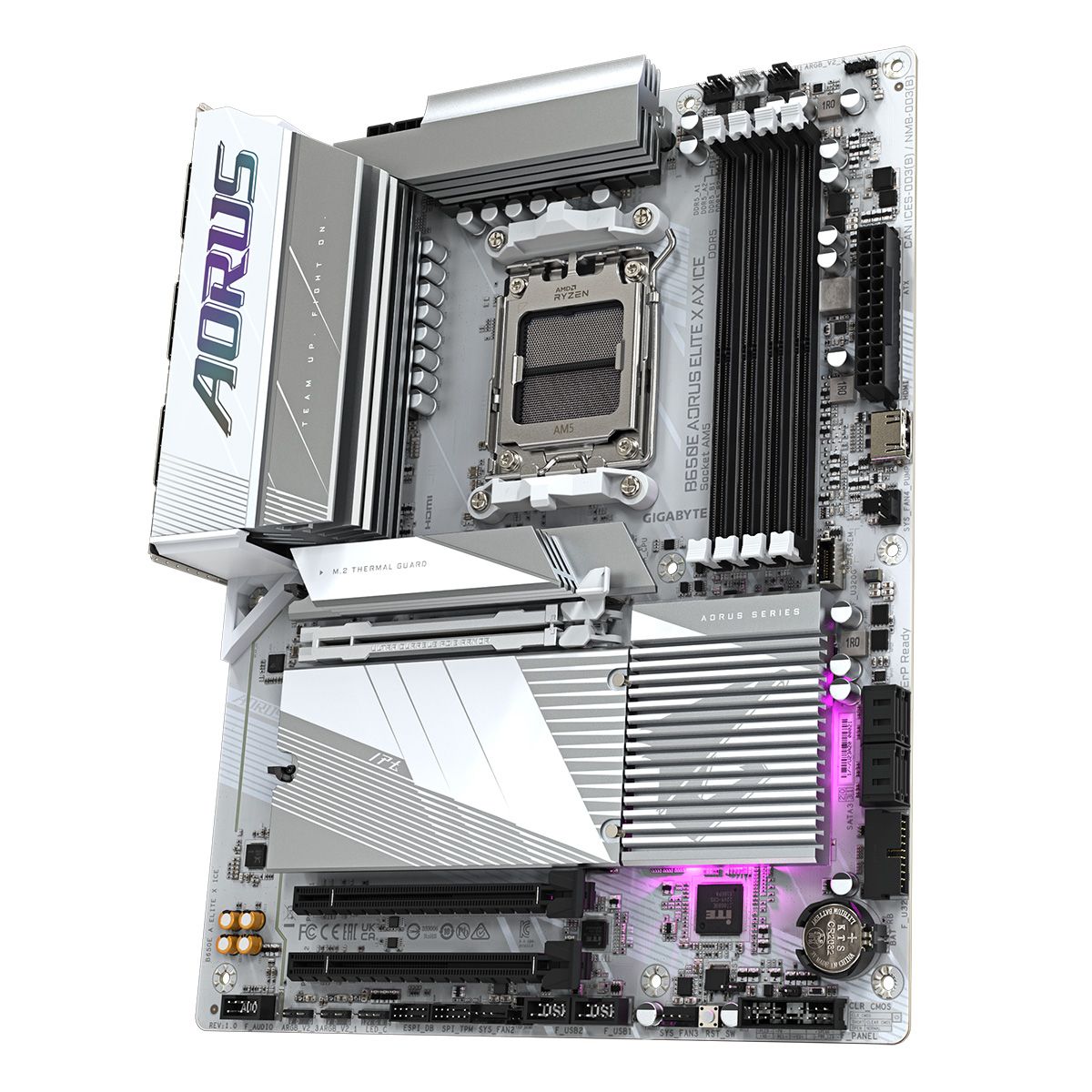 Материнская плата Gigabyte OEM B650E AORUS ELITE X ICE, Socket AM5, AMD B650, 4xDDR5-5200, HDMI, 3xPCI-Ex16, 4xSATA3(RAID 0/1/10), 3xM.2, 8 Ch Audio, 2.5GLan, WiFi, (4+4)xUSB2.0, (7+2)xUSB3.2, (1+1)xUSB3.2 Type-C™, ATX, RTL